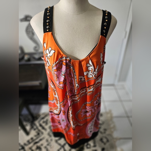 Retro Robbie Bee Boho Studded Paisley Floral Shift Dress XL EUC - Picture 2 of 6